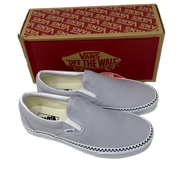VANS Classic Slip On Check Gray Casual Shoes Canvas Women Size Skate VN000XG8UKX - Picture 8 of 11